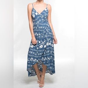 LOVESTITCH Anita wrap midi high - low dress with adjustable straps size L